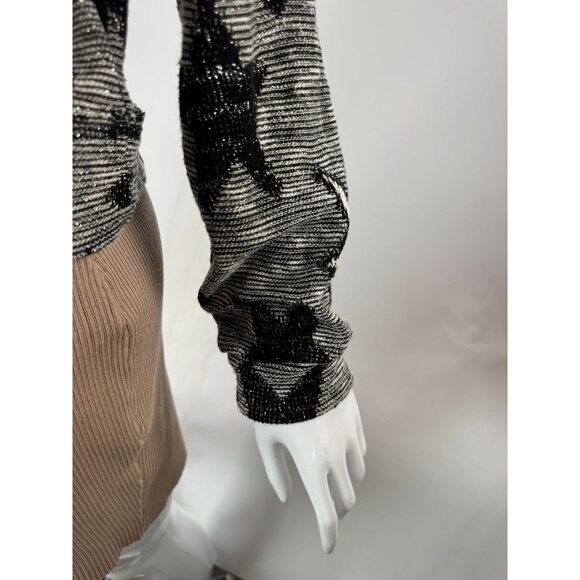 Starry Splendid Womens Sweater Large Cotton & Polyester Black/White Knit - Picture 11 of 16